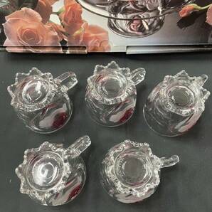 SOGA JAPAN 曽我ガラス カップ＆ソーサー5客セット ICE ROSE 外箱付 硝子製 コップ 皿 グラス の画像9
