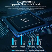 最新版 ワイヤレスイヤホン Bluetooth 5.1+EDR イヤホン マイク Hi-Fi 新品 黒_画像4
