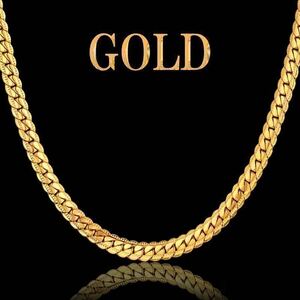  flat necklace Gold 18KGF 18K gold chain chain necklace 50. men's lady's jewelry new goods man and woman use necklace gift 