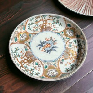 【FU10】伊万里 金彩 色絵 [松竹梅紋] 平皿 丸皿 小皿 なます皿 取り皿 飾り皿 和食器 骨董品