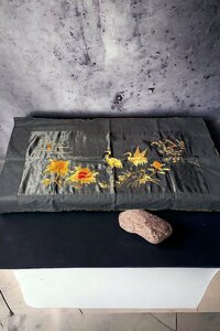 (FU10) скатерть furoshiki .... цветы и птицы журавль месяц старый ткань China покупка есть коврик античный Vintage 