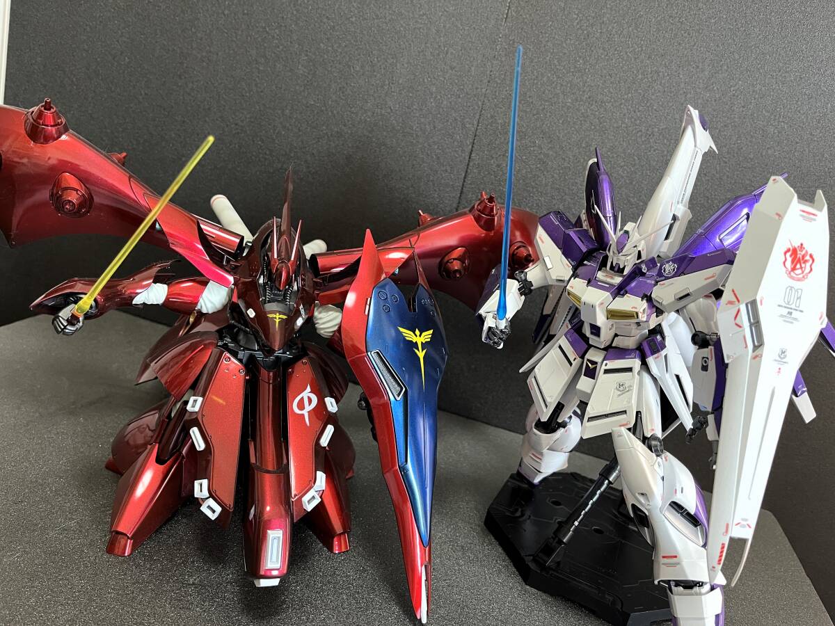 HGUC 1/144 Nightingale & MG 1/100 RX-93-ν2 Hi-ν Gundam Ver.Ka Vollständig lackiert (Candy) Fertiges Produkt Bandai, Charakter, gundam, Fertiges Produkt