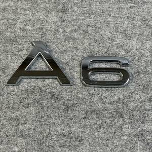 6aK1809E◆Audi アウディ A6 エンブレム シルバー 純正 正規品 自動車 パーツ 部品