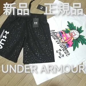 【大人気残りわずか】値下げ不可　値上げ予定　新品　アンダーアーマー　メンズ　上下セット　XLサイズ　Tシャツ　ハーフパンツ　白黒　