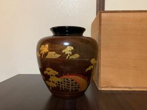 平安象彦 住吉蒔絵花入れ　漆塗り花瓶 京都象彦 花器