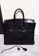 限定品 エルメス バーキン ソーブラック 35 SO Black 黒 O刻印 HERMES 40 30 32 バッグ ボックスカーフ ケリー ヴィクトリア Birkin Kelly_画像3