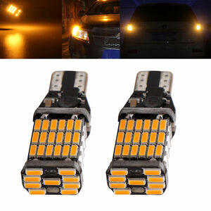 即納可能 T10/T16 SMD 45連LED 680ルーメン/lm 12V 黄/オレンジ/アンバー 2個セット ウインカーランプ/ライト サイド バルブ 球 送料無料