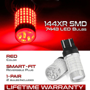 即納可能 T20 ダブル 7443 赤/レッド SMD 144連 LED 260ルーメン/lm 12V 2個セット バックランプ/ライト 未使用品 送料無料