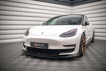 テスラ/Tesla モデル3 4ドア セダン '19～ 社外品 ABS製 フロントスプリッター スカート/スポイラー/リップ グロスブラック 未使用品 V.3_画像3