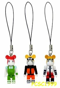 BE@RBRICK 限定版 ＮＡＲＵＴＯベアブリックストラップ 3体セット ＋ 限定ＤＶＤ うずまきナルト 波風ミナト 火影 うずまきクシナ