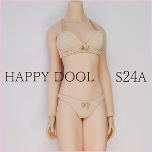 TBLeague 【Happy Doll】S24A スクールブラセット ベージュ/リボンゴールド 下着 1/6 Phicen ファイセン
