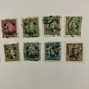 旧中国切手 12枚 中華民国郵政 使用済み 消印有り 孫文 中国 CHINA 切手の画像3