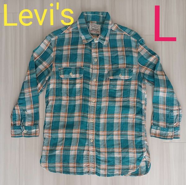 リーバイス ネルシャツ L 薄手 七部袖 チェック シャツ Levi's ビンテージ 古着 チェック柄