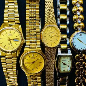 ゴールドカラーのみ 腕時計 150本 大量 SEIKO ACCUTRON ELGIN Courreges CITIZEN TRUSSARDI MICHAEL KORS RICOH 等まとめてセットF173の画像2