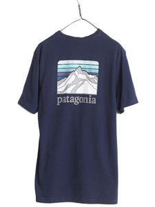 19年製 パタゴニア ポケット付き プリント 半袖 Tシャツ メンズ M / Patagonia アウトドア ポケT ロゴT バックプリント ライン ロゴ リッジ