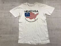 HEAD ヘッド 1985 80s インターハイ テニス オールド スポーツ アメカジ 古着 星条旗プリント 半袖Tシャツ カットソー メンズ 白_画像1