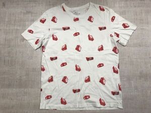 ナイキ NIKE 総柄 スポーツ ストリート スニーカーボックスデザイン ストリート 半袖Tシャツ カットソー メンズ M 白