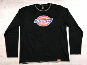 ディッキーズ Dickies アメカジ ストリート ビッグロゴプリント カットソー 長袖Tシャツ ロンT メンズ コットン60% ポリエステル40% L 黒