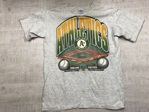 SALEM SPORTSWEAR セーラム USA製 オールド 90s オークランド・アスレチックス MLB 半袖Tシャツ カットソー メンズ M 霜降り グレー