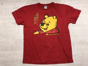 gokigen-FACTORY ゴキゲンファクトリー クマのプーさん パロディ おもしろ 半袖Tシャツ カットソー メンズ M 赤