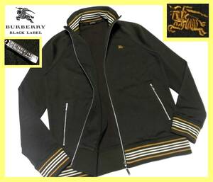 大人気サイズ L(3) 美品 バーバリーブラックレーベル ホース刺繍 襟内・袖口・裾 バーバリーボーダー柄 ジップアップ トラックジャケット