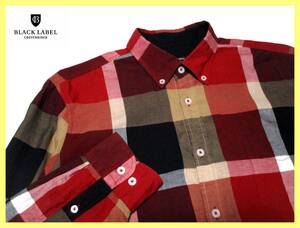 大人気サイズ L 美品 ブラックレーベルクレストブリッジ クレストブリッジフルチェックデザイン 麻混紡 ボタンダウンシャツ