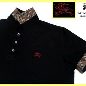 激レア 未使用品 バーバリーブラックレーベル エンジホース刺繍 襟裏・袖口裏ノバチェックデザイン 鹿の子 ポロシャツ 日本製
