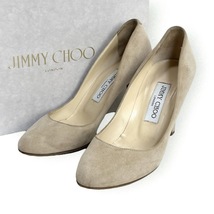 ☆人気デザイン☆JIMMY CHOO ジミーチュウ ハイヒール スエード ベージュ 36.5 23.5CM 肌色 パンプス レディース 通勤 通学 太ヒール_画像1