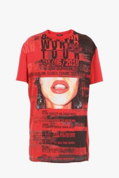 B'z 稲葉浩志さん着用【BALMAIN】フェイスプリントWORLD TOUR ショートスリーブカットソー - RED