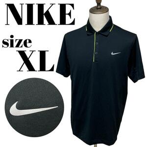 【GOLFウェア】NIKE ナイキ ポロシャツ 半袖 ゴルフ ロゴ プリント XLサイズ スポーツ メンズ 大きいサイズ メンズ ブラック 黒