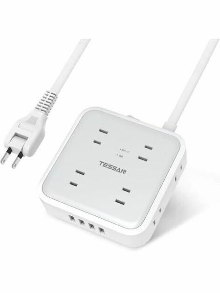 633) 延長コード 2m 電源タップ TESSAN 8個AC口 4USBポート usb コンセントタップ タコ足配線 コンセント oaタップ テーブルタップ