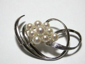 mikimoto pearl ミキモト パール ブローチ シルバー brooch silver