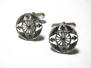 ミキモト シルバー カフス 菊紋 mikimoto cufflink silver Japanese Crest kiku カフスボタン