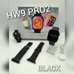 ★NEW★【ChatGPT・着信】スマートウォッチ(ブラック)HW9 PRO2 日本語対応 ワイヤレス充電