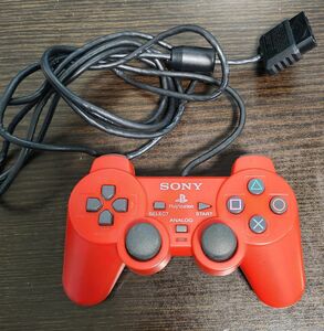 【動作確認済】PS2 PS1 コントローラー 純正 レッド SONY DUALSHOCK2 ソニー デュアルショック2