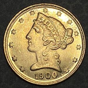 アメリカ古銭　自由の女神　13つ星　　約4.09g 1900年銘　金貨銅貨　小型　一円貨幣　硬貨骨董品コインコレクション