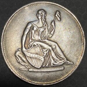 フランス古銭　タテを持つ自由の女神　リバティ銀貨　約23.55g 一円貨幣　硬貨コイン