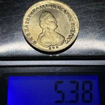 レア　ロシア帝国古銭　約5.38g エカチェリーナ2世　1779年銘　小型金貨　一円貨幣　硬貨骨董品コインコレクション　エラーコイン_画像7