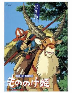 "Mononoke Princess" Театр 1 -й плакат B2 Размер 728 мм x 515 мм Хаяо Миядзаки Студия Гибли Гибли Гибли Парк Гибли Оку Схема