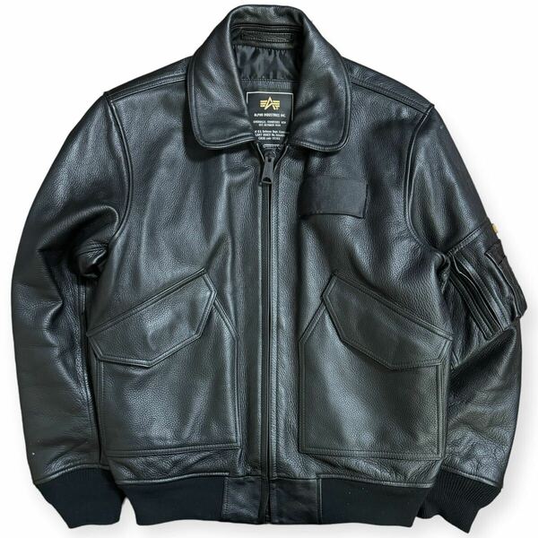 稀少 ALPHA INDUSTRIES CWU-45P レザー フライトジャケット ブラック Mサイズ