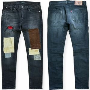 定価3.6万 glamb Kurt damaged denim size:XL グランジ スキニー ブラックデニム パッチワーク ダメージ加工 フェード ストレッチ グラム