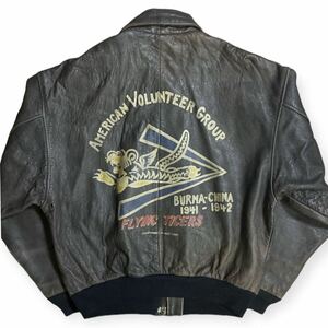  rare AVIREX LIMITED Avirex Vintage back paint TYPE A-2 leather flight jacket Flying Tigers inscription S wearing feeling ML