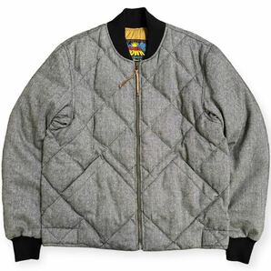 Eddie Bauer 日の出タグ 復刻 スカイライナー ツイード ダウンジャケットヘリンボーン キルティング グレー Lサイズ TALONジッパー