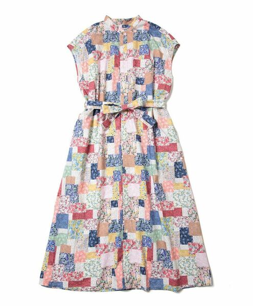 Engineered Garments - Women's Banded Collar Dress - Multi Color Floral Patchwork Print size:1 Price42.900