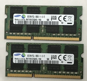 SAMSUNG 2Rx8 PC3L-12800S 16GB 8GB 2枚 16GB DDR3L ノートPC用 メモリ 204ピン DDR3L-1600 8GB 2枚 16GB LAPTOP RAM ノート用 中古