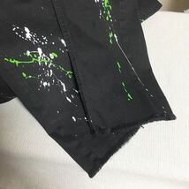 インパクト抜群 ペイント 春夏 ZARA MAN カットオフ ヘビ柄 送料230円 38 30 ストレッチ スキニー ダメージ デニム メンズ パンツ ジーンズ_画像8