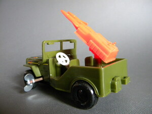 当時物 ★★MISSILE JEEP 日本製 T.T タカトク 軍用 ミサイル ジープ !! ゼンマイ 作動良好 プラ/ブリキ製 旧車 ★★未使用 デッドストック