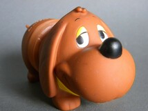 当時物 ★★伸びる ダックスフント Miniature Dachshund ソフビ 貯金箱 !! コインバンクおまけ景品 ペット 富士銀行 犬★★「定形外/LP可」_画像1