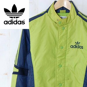 アディダス adidas■中綿入りナイロンジップジャケット　古着■S■グリーン×ネイビー ※NK4328042