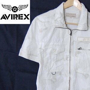 アヴィレックス AVIREX■半袖コットンジップジャケット■L■ベージュ系 ※NK4328285